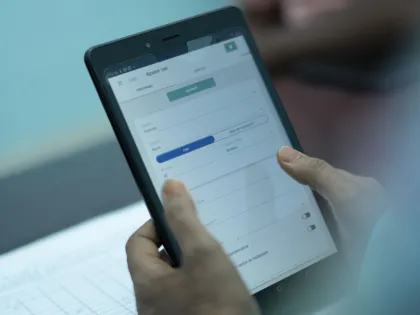 A person using a digital tool